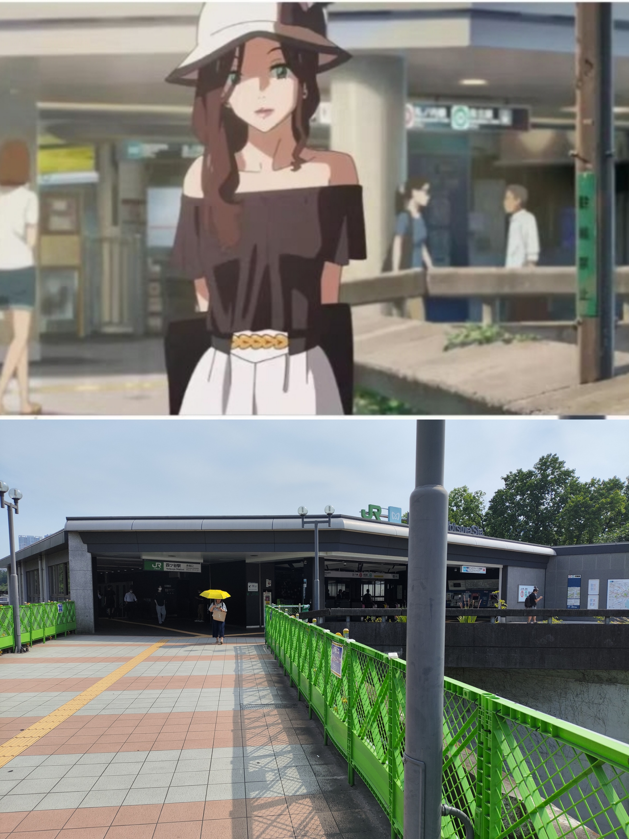 Hida Furukawa Station Entrance real-life comparison from Your Name